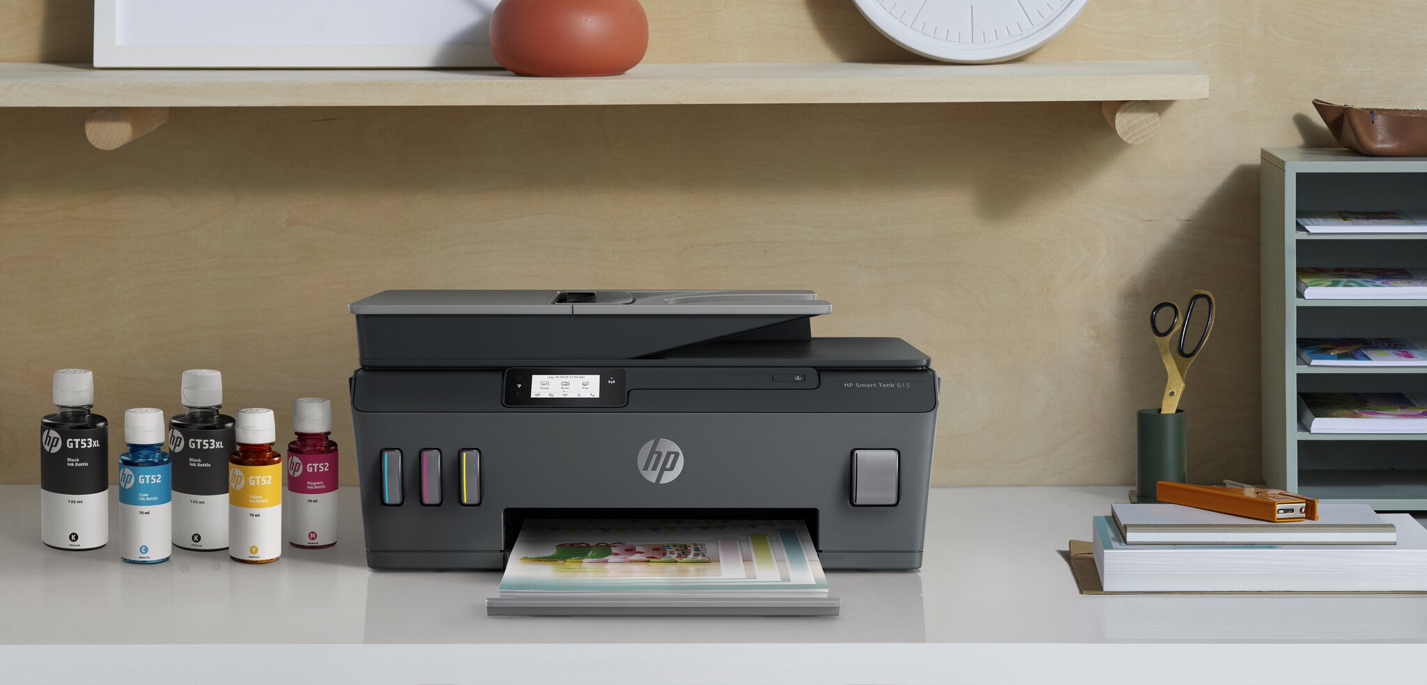 HP Smart Tank Tank 615 Conexiones inalámbricas All-in-One Color Impresora, Copiadora, escáner
