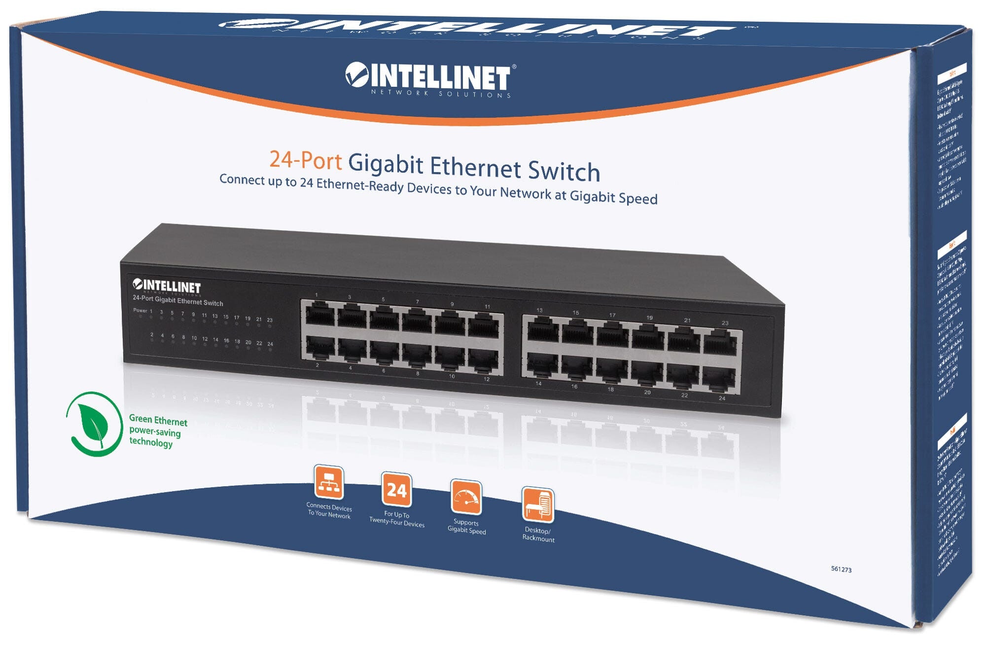 Intellinet 561273 dispositivo de redes Gigabit Ethernet (10/100/1000) Negro