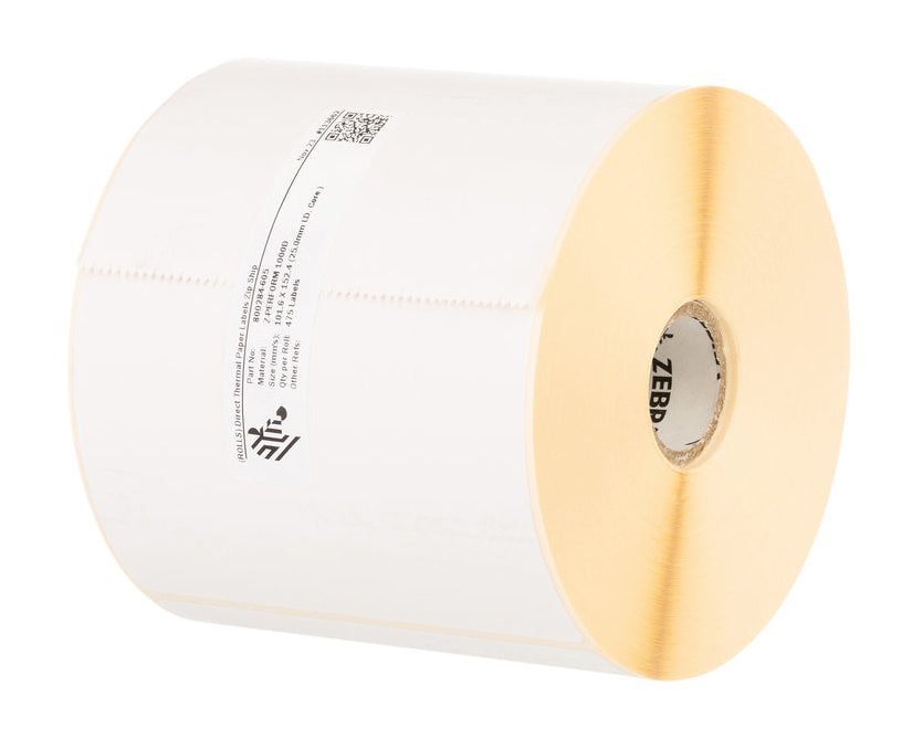 Zebra 4"x8" (101.6 x 203.2mm) DT Z-Perform 1000D Value Uncoated Permanent Adhesive Core Label