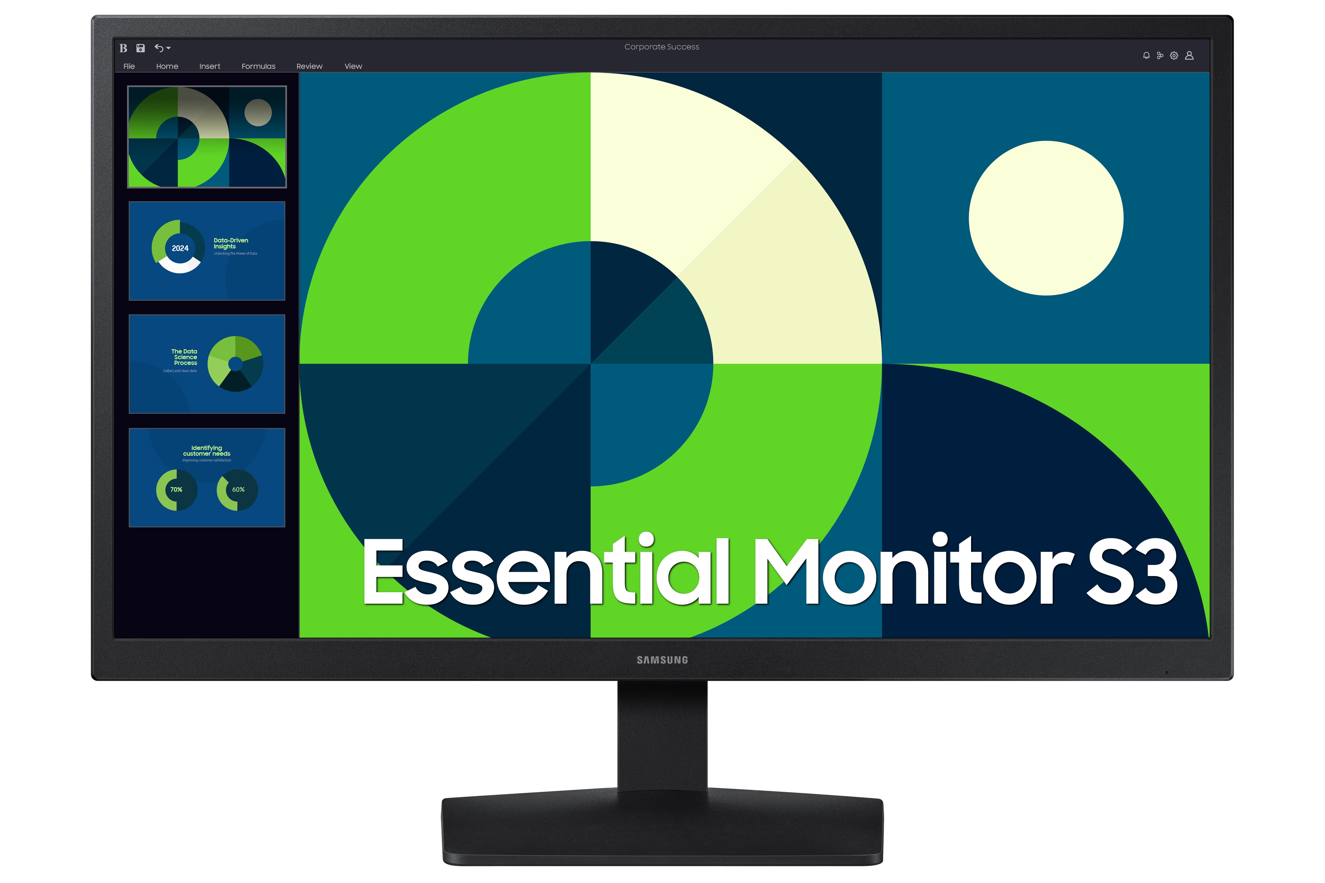 MONITOR LED SAMSUNG 24 PULGADAS / WIDESCREEN / FULL HD 1920X1080 / D-SUB / HDMI / 75HZ / PLANO / NEGRO