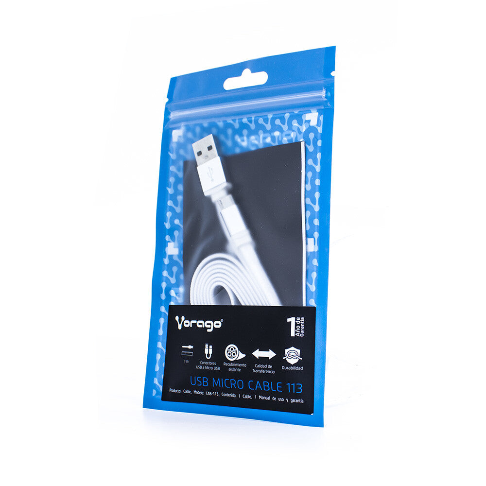 Vorago CAB-113 cable USB USB 2.0 1 m USB A Micro-USB B Blanco