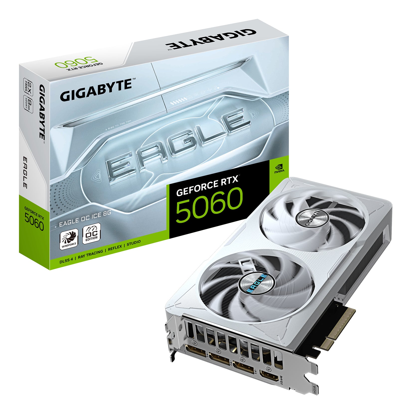 TARJETA DE VIDEO GIGABYTE GV-N5060EAGLEOC ICE-8GD / RTX 5060 / GDDR7 8 GB / DP 2.1 / HDMI 2.1 / COLOR BLANCO