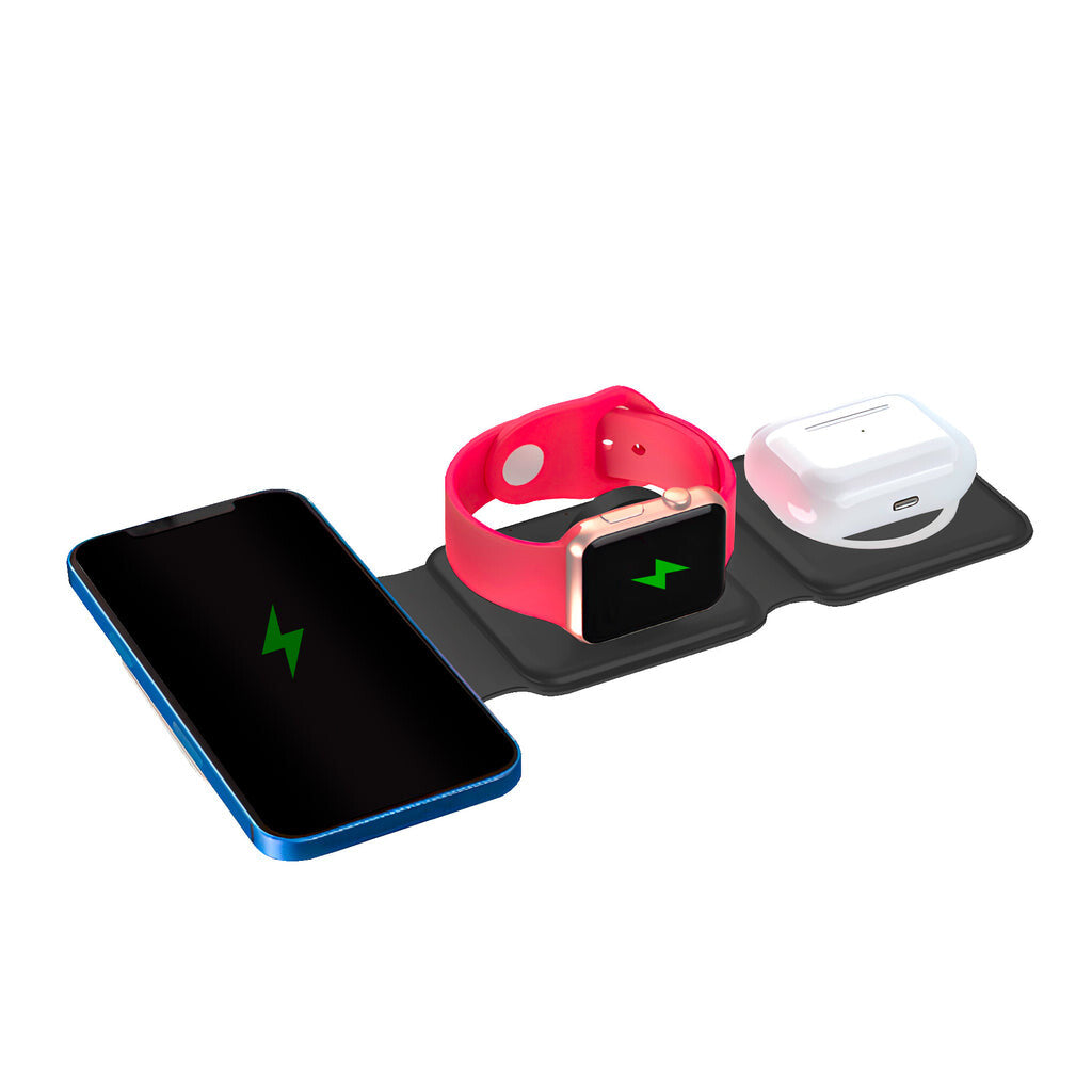 Perfect Choice PC-241034 cargador de dispositivo móvil Audífonos, Smartphone, Reloj inteligente Negro USB Cargador inalámbrico Carga rápida Interior
