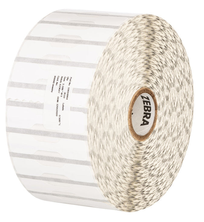 Zebra Polypropylene Label 2.1875x0.5" 8000D with Permanent Adhesive 1" Core 3510 Box with 6 rolls