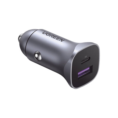 Cargador de Auto 30W | 2 Puertos USB-A y USB-C | Carga Rápida | Compatible con Vehículos de 12 y 24 VCD | PD3.0, QC4.0, SCP, PPS | Indicador Led | Diseño Compacto | Chip Inteligente | Caja de Aluminio
