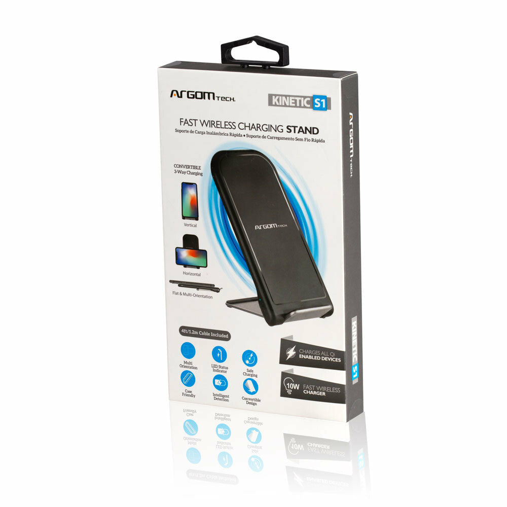 ArgomTech ARG-AC-0140BK cargador de dispositivo móvil Smartphone Negro USB Cargador inalámbrico Carga rápida Interior
