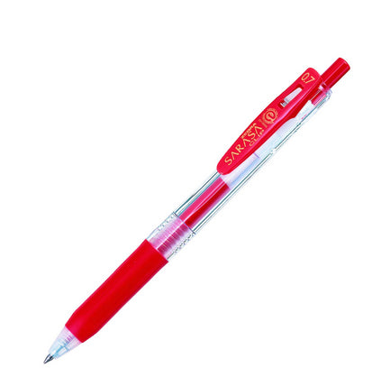 Zebra Sarasa Clip Retractable Rollerball Pen, 0.7mm Medium Point, Red Gel Ink, Box of 6