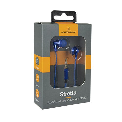 Perfect Choice AUDÍFONOS IN-EAR CON MICRÓFONO STRETTO AZUL Auriculares Alámbrico Intra auditivo Llamadas/Música