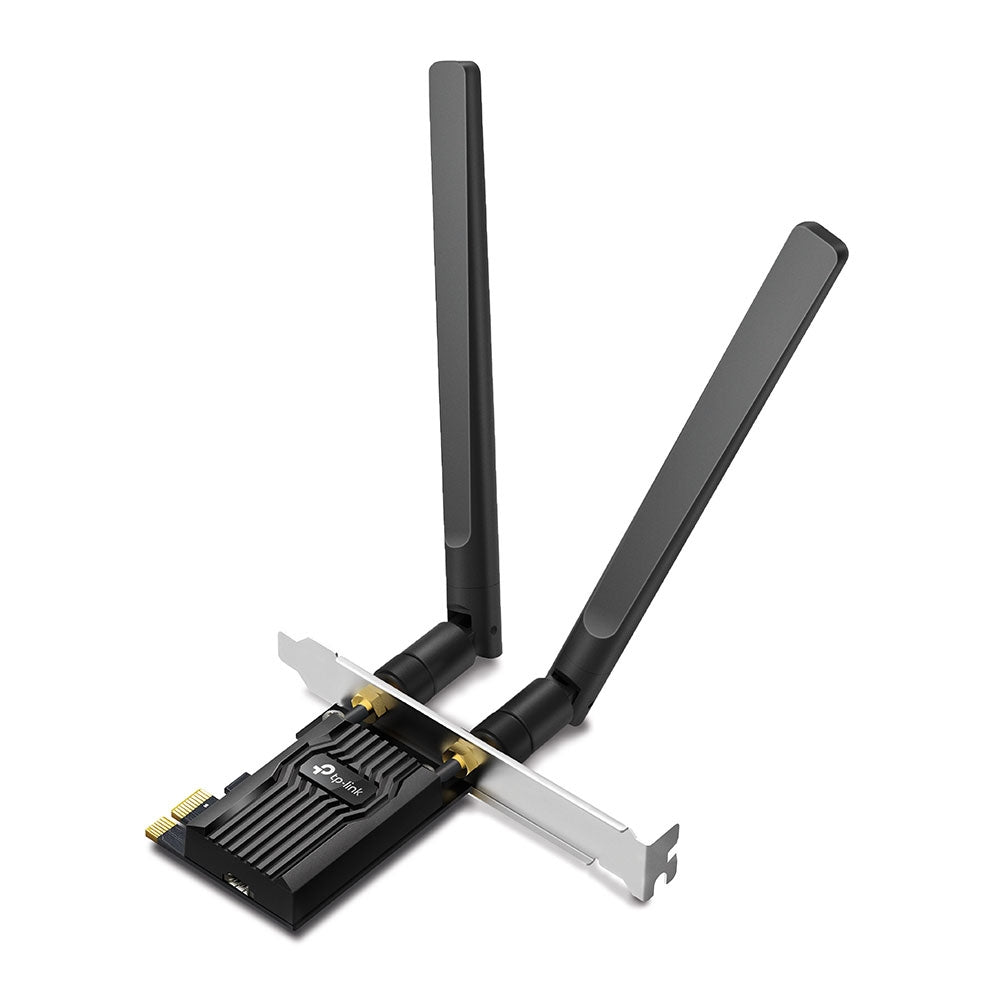 Adaptador  PCIe inalámbrico doble banda AX1800 Mbps / Seguridad Inalámbrica WPA3 /Antena de alta ganancia / Tecnología MU-MUMO 2X2 / Soporte de perfil bajo y Altura completa / Bluetooth 5.2