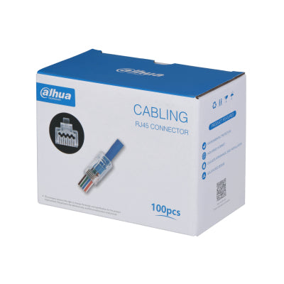 PLUGS RJ45 CAT6 DAHUA DH-PFM976-631-PT CAJA CON 100 PLUGS PASS THROUGH RJ45 CAT6/ CHAPADO DE ORO DE 15 U/ CLASIFICACION DE RESISTENCIA AL FUEGO UL94V-2