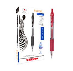 Bolígrafo Zebra Sarasa Retráctil Punto Fino 0.5mm Tinta Gel Color Rojo C/12 Pzas