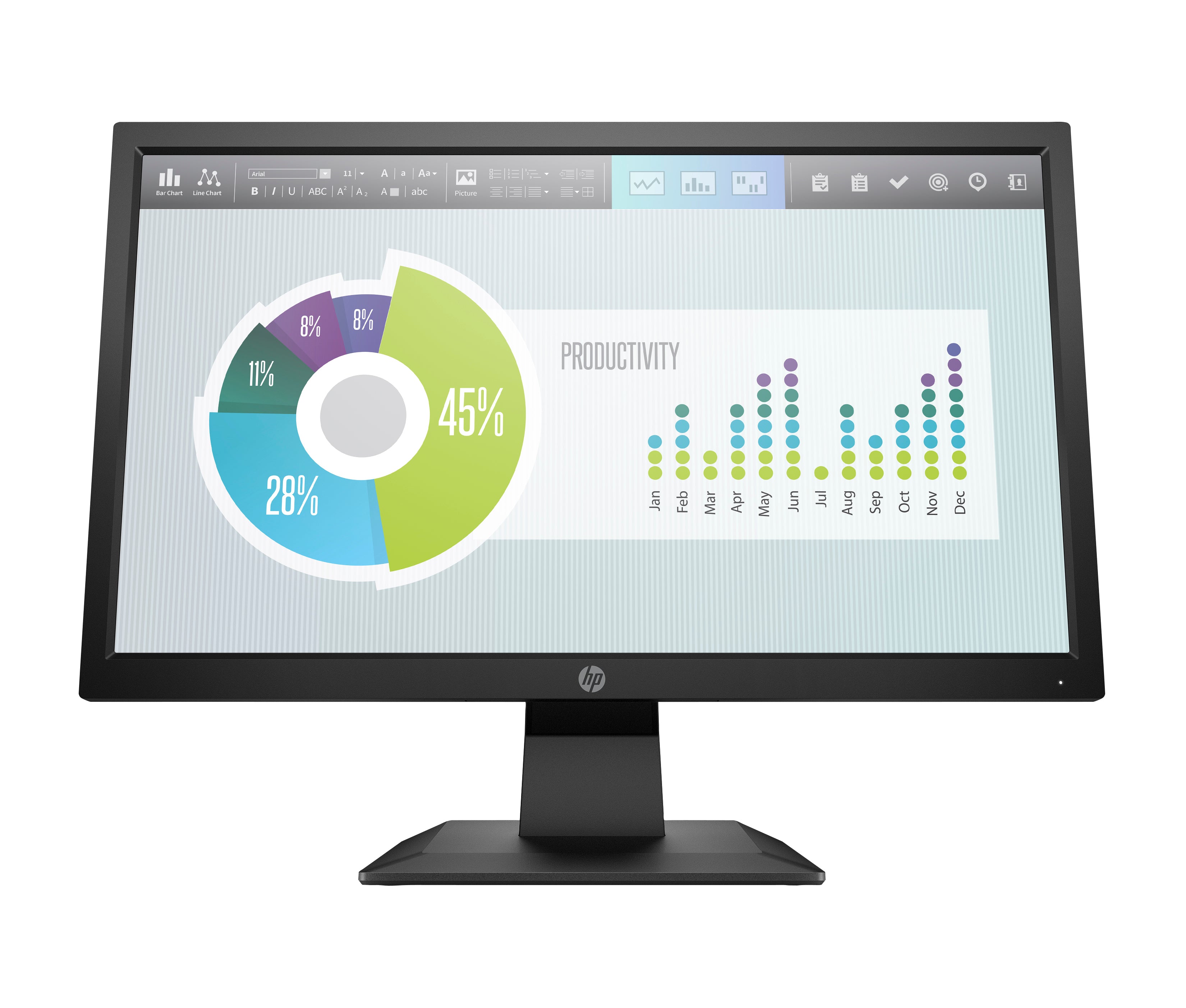 Monitor HP 19.5" Led P204v HD+ Resolución 1600x900 Panel TN