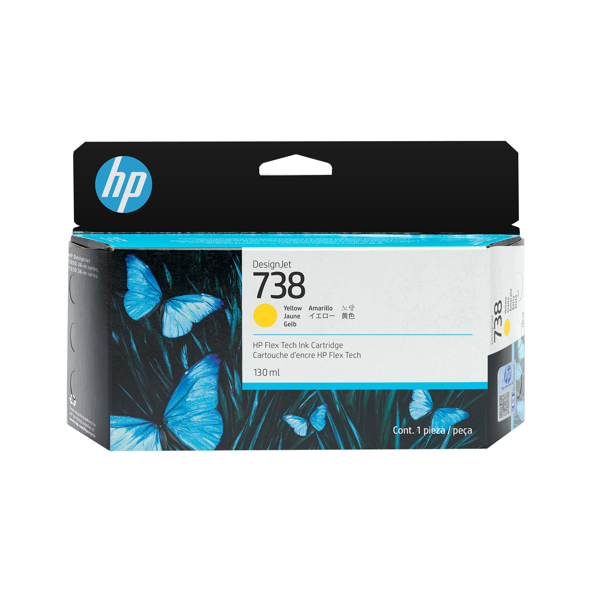 Tinta HP DesignJet 738 130ml Color Amarillo