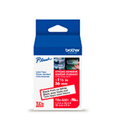 Cinta Brother TZES261G Laminada Súper Adhesiva Texto Negro Fondo Blanco 36mmx8m