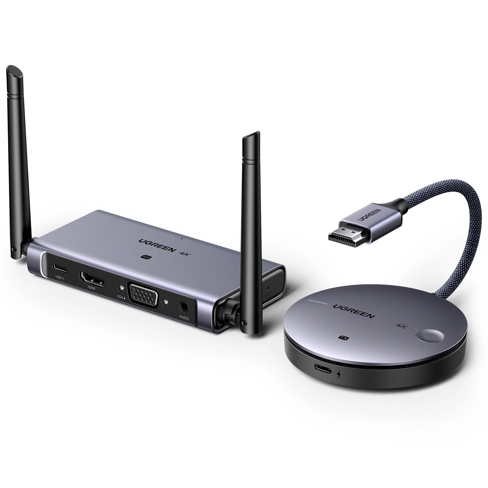 Transmisor y Receptor Inalámbrico HDMI | 50m | Salida HDMI y VGA (Simultanea) | Audio 3.5mm | Efecto 3D | Luz Indicadora LED | Clic and Go | Señal Estable | Amplia Compatibilidad | Conecta con un Clic.