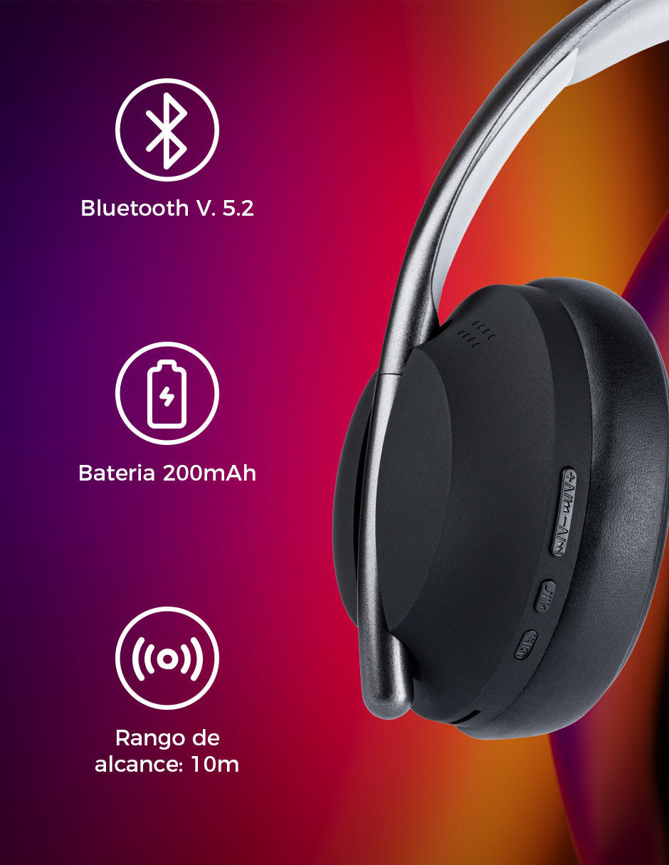 TechZone TZDJ01 audífono y auriculare Audífonos Inalámbrico y alámbrico Diadema Música USB Tipo C Bluetooth Negro, Gris