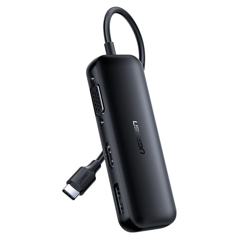 Adaptador USB C a HDMI + VGA + DisplayPort / USB 3.1 Tipo C / HDMI 4K@60Hz / VGA 1920*1080@60hz / DP 4K @60Hz / Salidas Simultaneas HDMI y VGA / Caja de ABS / Compatible con Mac OS, Windows, Linux, IOS, Android