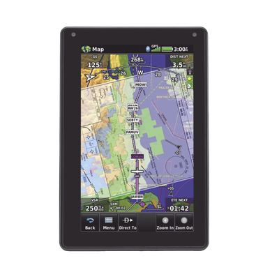Navegador portátil aera 760, muestra información de trafico aéreo y una excelente visualización por medio de su  pantalla con visión 3D  touch screen.