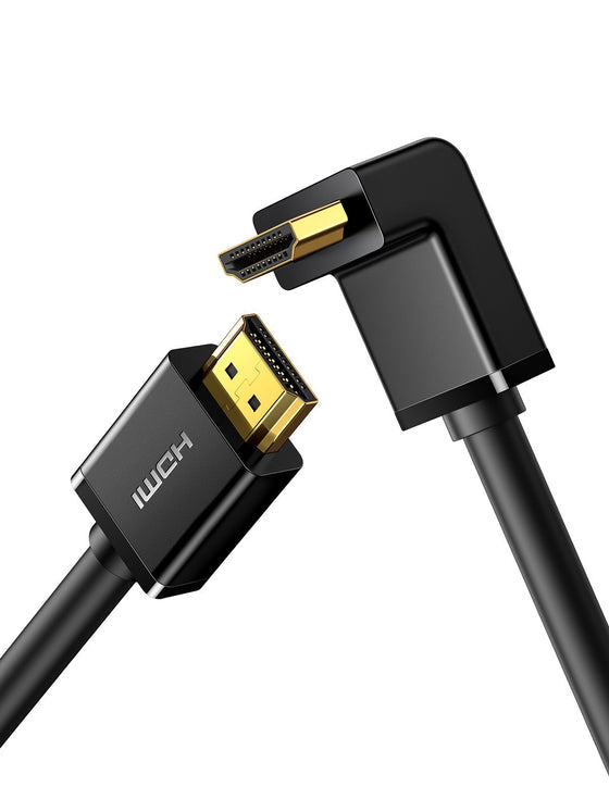 Cable HDMI 2.0  en Angulo de 90°  / 2 m / 4K@60Hz / HDR / 3D / HEC (Canal Ethernet HDMI) / ARC (Canal de Retorno de Audio / CEC / 32 canales de Audio / HDCP 2.2 / Dolby Atmos / 18 Gbps / Blindaje Múltiple