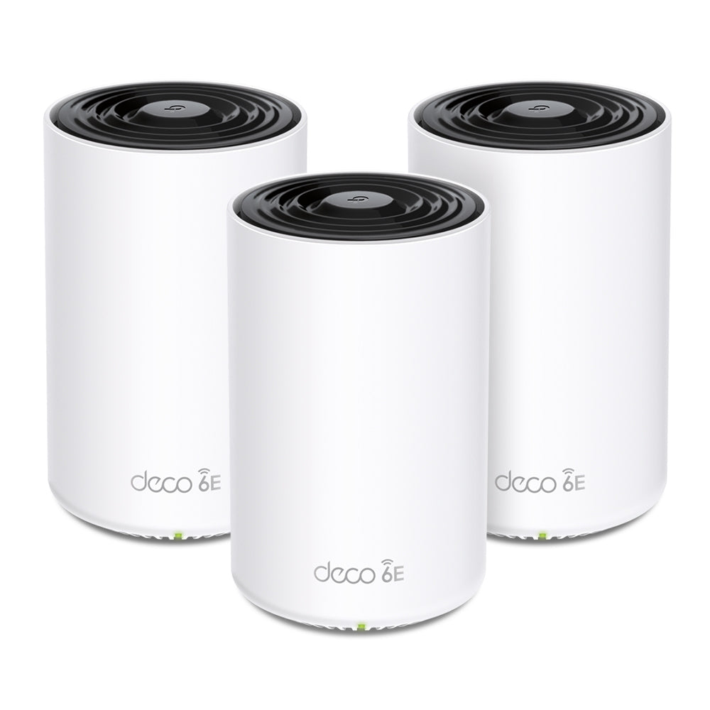 Router Inalámbrico MESH Interior para Hogar / Doble Banda Wi-Fi 6E AX5400 Mbps / 3 Puerto Gigabit WAN/LAN / 4 Antenas Internas / Administración Mediante la App Deco (iOS, Android) / Protección HomeShield