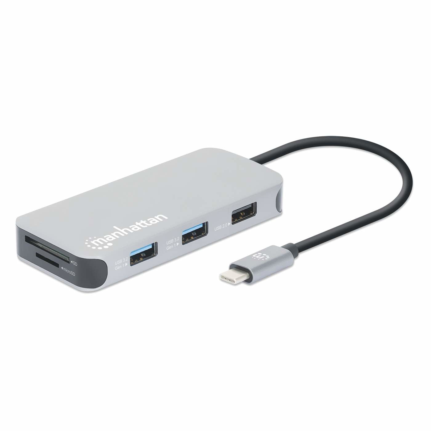 Manhattan USB-C Docking 8-in-1 HDMI USB-C PD/2xUSBv3.2/USBv2.0 RED SD/Micro SDD