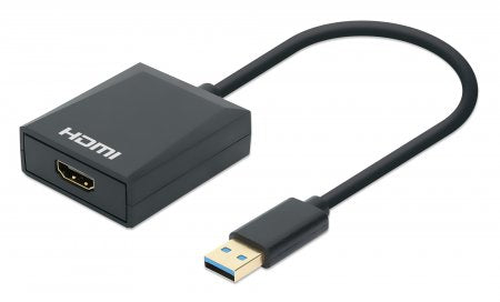 Manhattan USB 3.2 Gen 1 Type-A Male to HDMI Female 1080p Adapter, Black