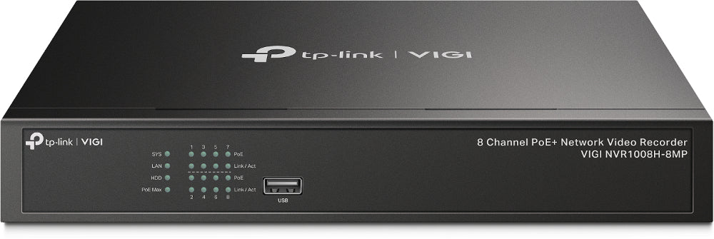 NVR TP-LINK VIGI NVR1008H-8MP NVR VIGI POE DE 8 CANALES POE VIDEO H.265 ONVIF PLUG AND PLAY AUDIO BIDIRECCIONAL 8- CHANNEL