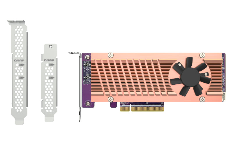 TARJETA DE EXPANSION QNAP QM2-2P-384A / DUAL M.2 PCIE SSD / ADMITE HASTA 2 SSD M.2 PCIE(GEN3 X4) CON FORMATO M.2 2280/22110 / PCIE GEN3 X8 / SOPORTE DE BAJO PERFIL
