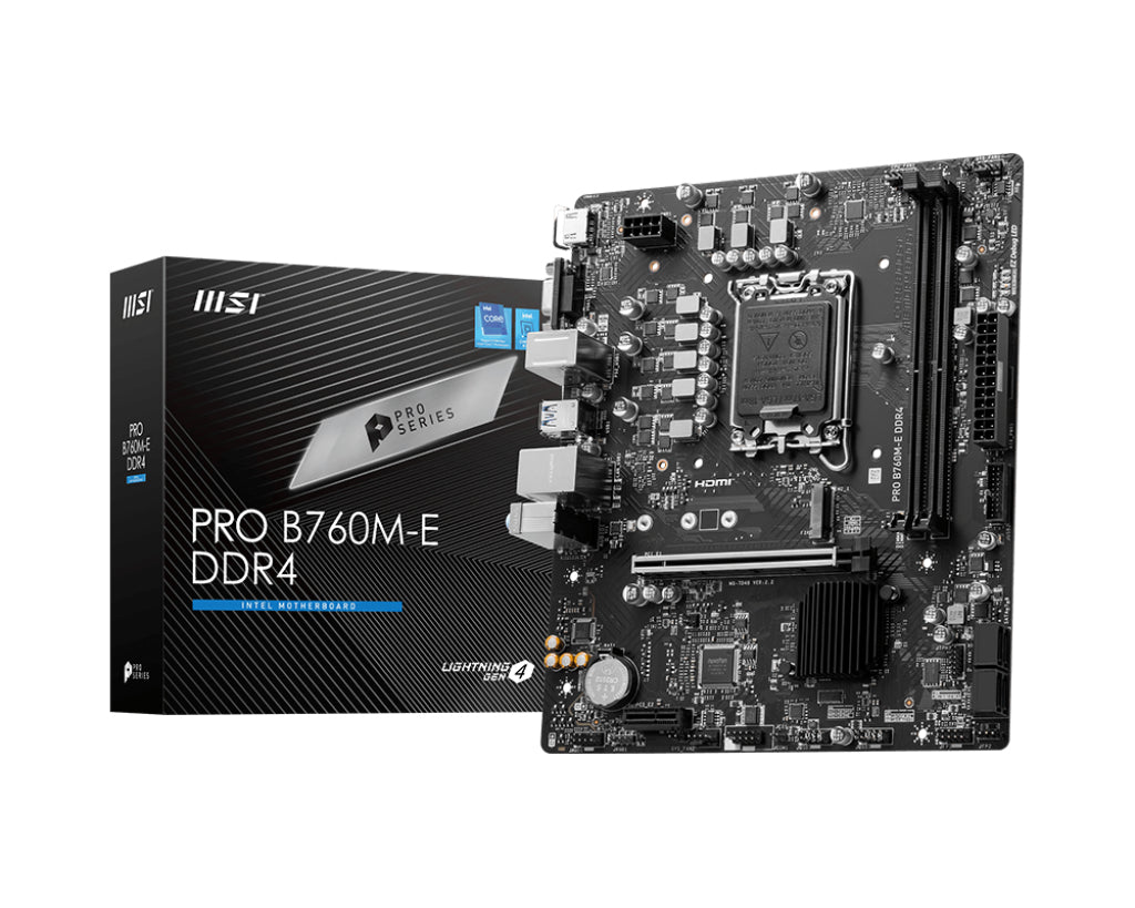 MB MSI B760 INTEL S-1700 14A/13A/12A GEN/2X DDR4 4800/HDMI/M.2/4X USB3.2/MATX/GAMA MEDIA