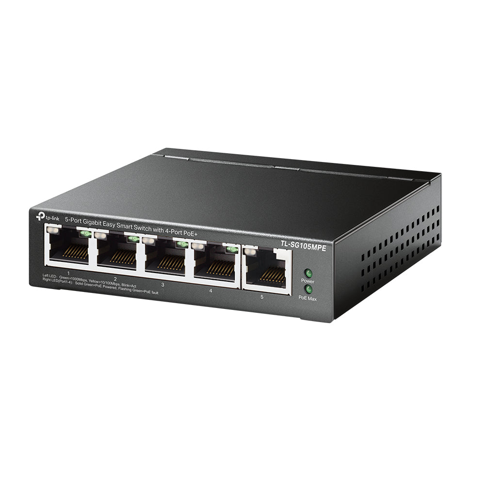 Switch Administrable / Escritorio Easy Smart / 5 puertos 10/100/1000 Mbps / IGMP para Vigilancia / Calidad en el Servicio (QoS) / Gestión GUI / Recuperación automática PoE