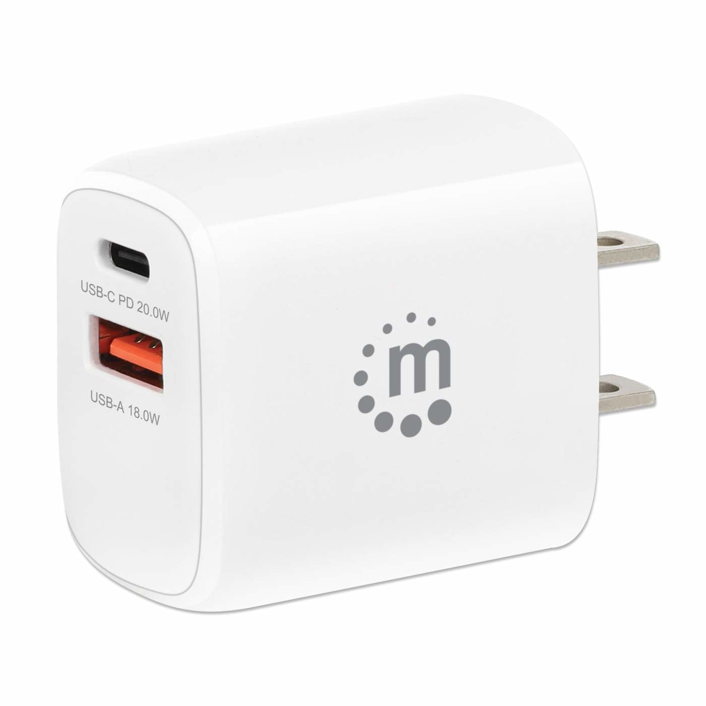 CARGADOR PARED,MANHATTAN,406291, 20W, USB-C PD 20W Y USB-A QC 18W