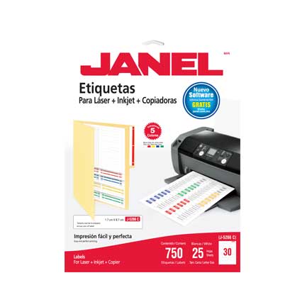 JANEL LASER LABEL 5266 17X87 PK/750 (5 COLORS)