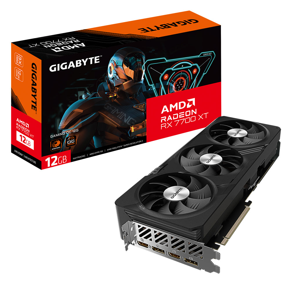 TARJETA DE VIDEO GIGABYTE AMD RADEON RX 7700 XT/PCIE X16 4.0/12GB/GDDR6/2XDP/2XHDMI 2.1/GAMA ALTA/GAMER