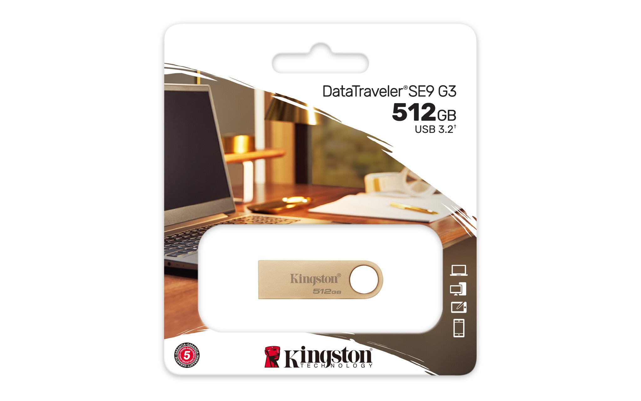 Kingston Technology DataTraveler SE9 G3 unidad flash USB 512 GB USB tipo A 3.2 Gen 1 (3.1 Gen 1) Oro