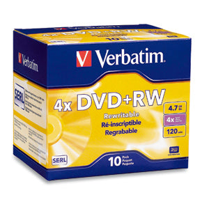 DVD+RW Verbatim 4X 4.7 GB 10-Pack Slim Case