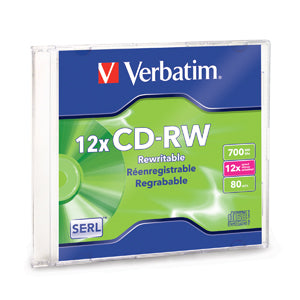 VERBATIM CD-RW 4X-12X 80MIN 700MB Slim Case Disc