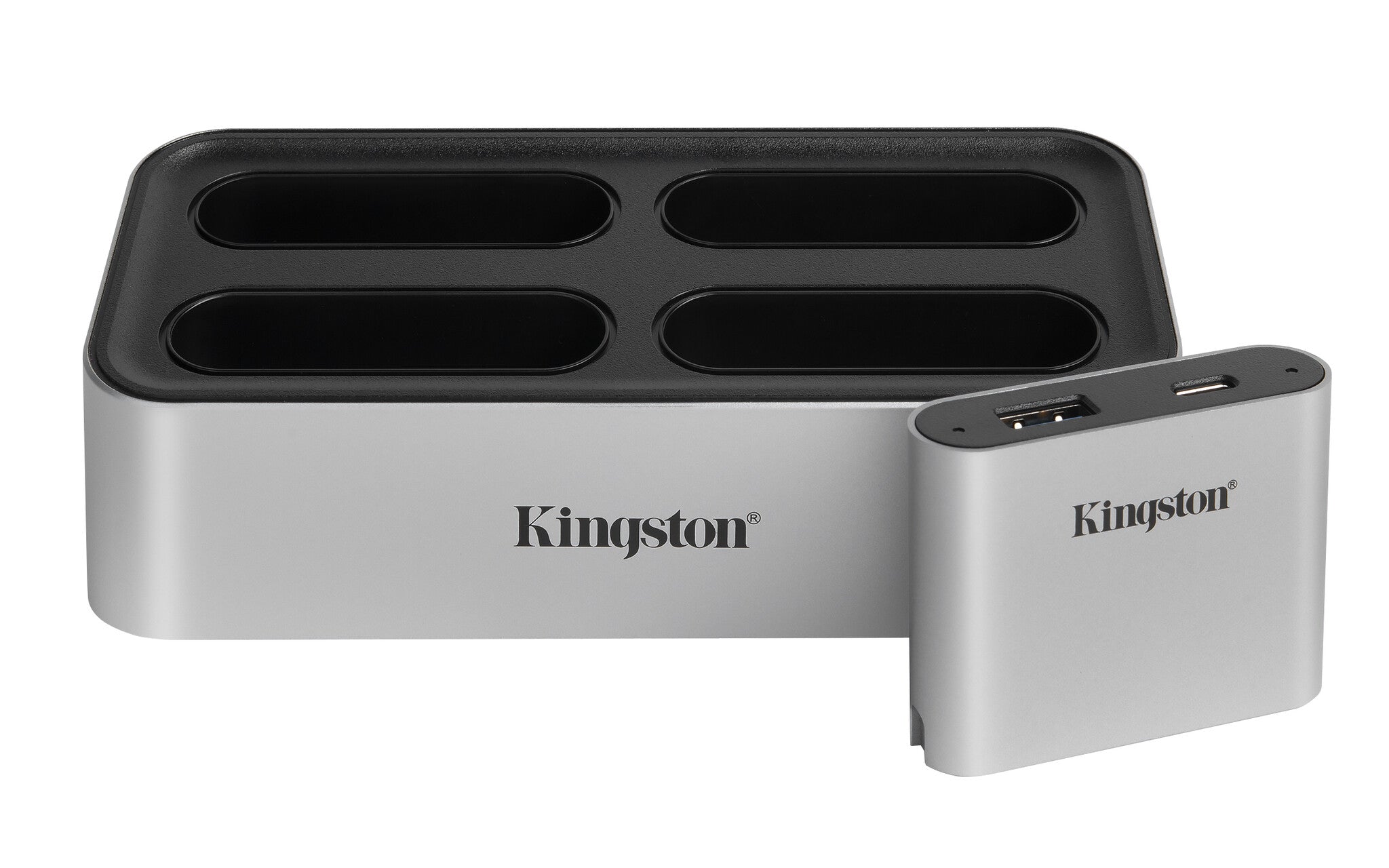 Kingston Technology Workflow Station USB 3.2 Gen 2 (3.1 Gen 2) Type-C Negro, Plata