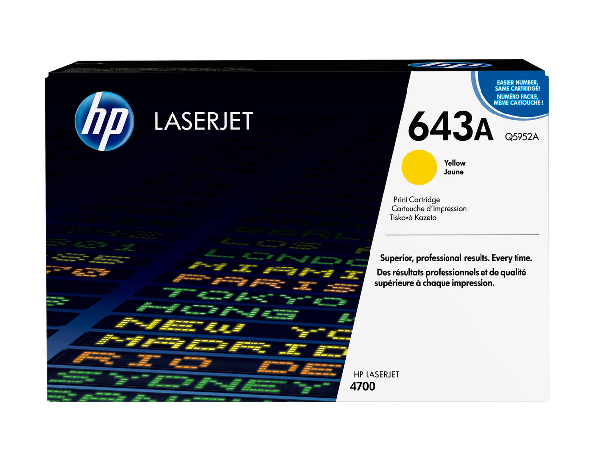 HP Cartucho original de tóner amarillo 643A LaserJet