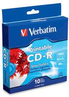 Disco VERBATIM CD-R 52X 80MIN 700MB Imprimible Plata C/10