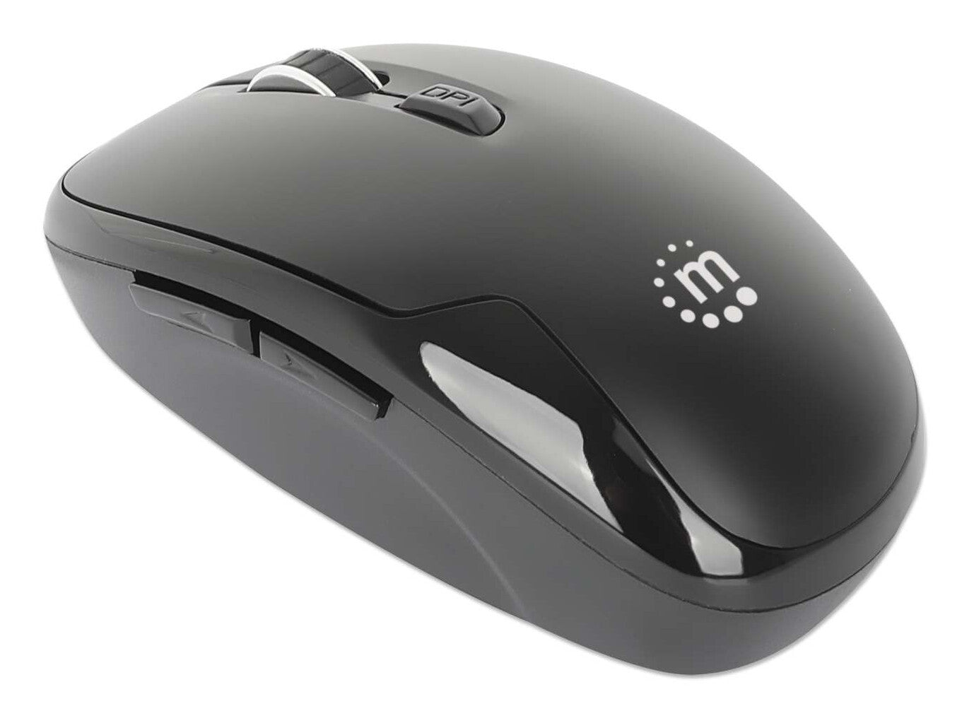 Manhattan Nanorreceptor USB-A, seis botones con rueda de desplazamiento, 800/1200/1600 ppp, contorno agradable para la muñeca, negro