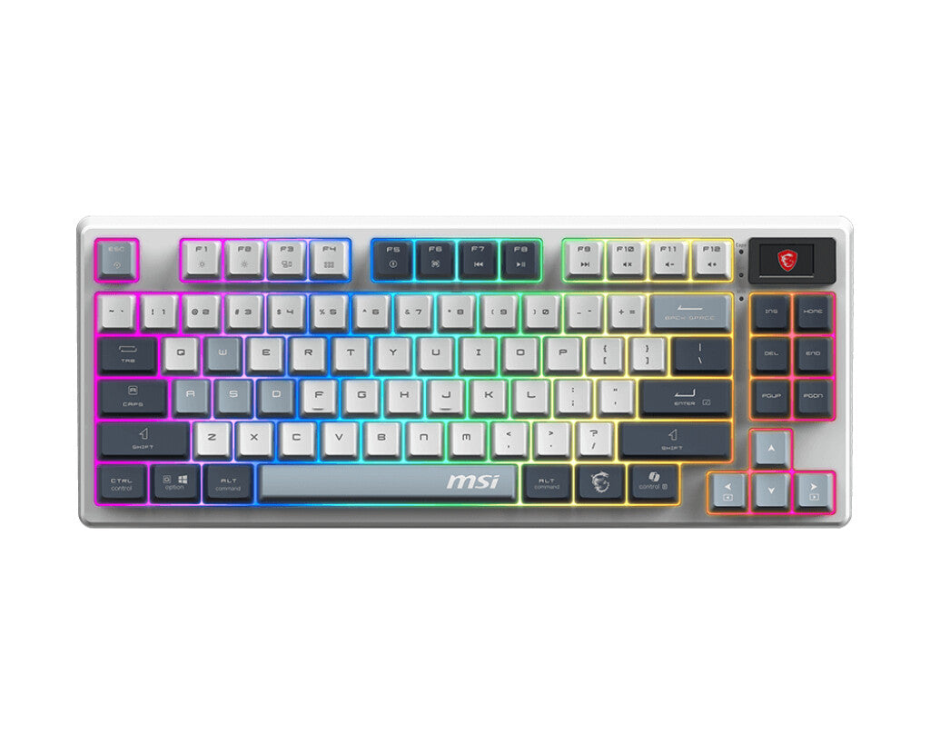 MSI FORGE GK600 TKL WIRELESS SKY teclado Juego USB + Bluetooth QWERTY Inglés del Reino Unido Azul, Blanco