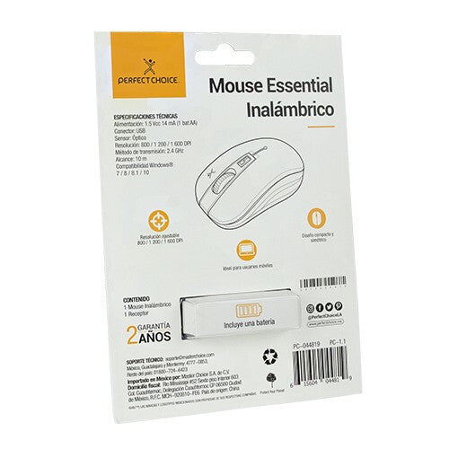 Perfect Choice PC-044819 ratón Oficina Ambidiestro RF inalámbrico Óptico 1600 DPI