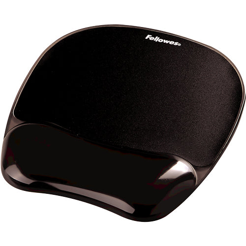 Fellowes Mouse Pad with Gel Crystal Wrist Rest, Black