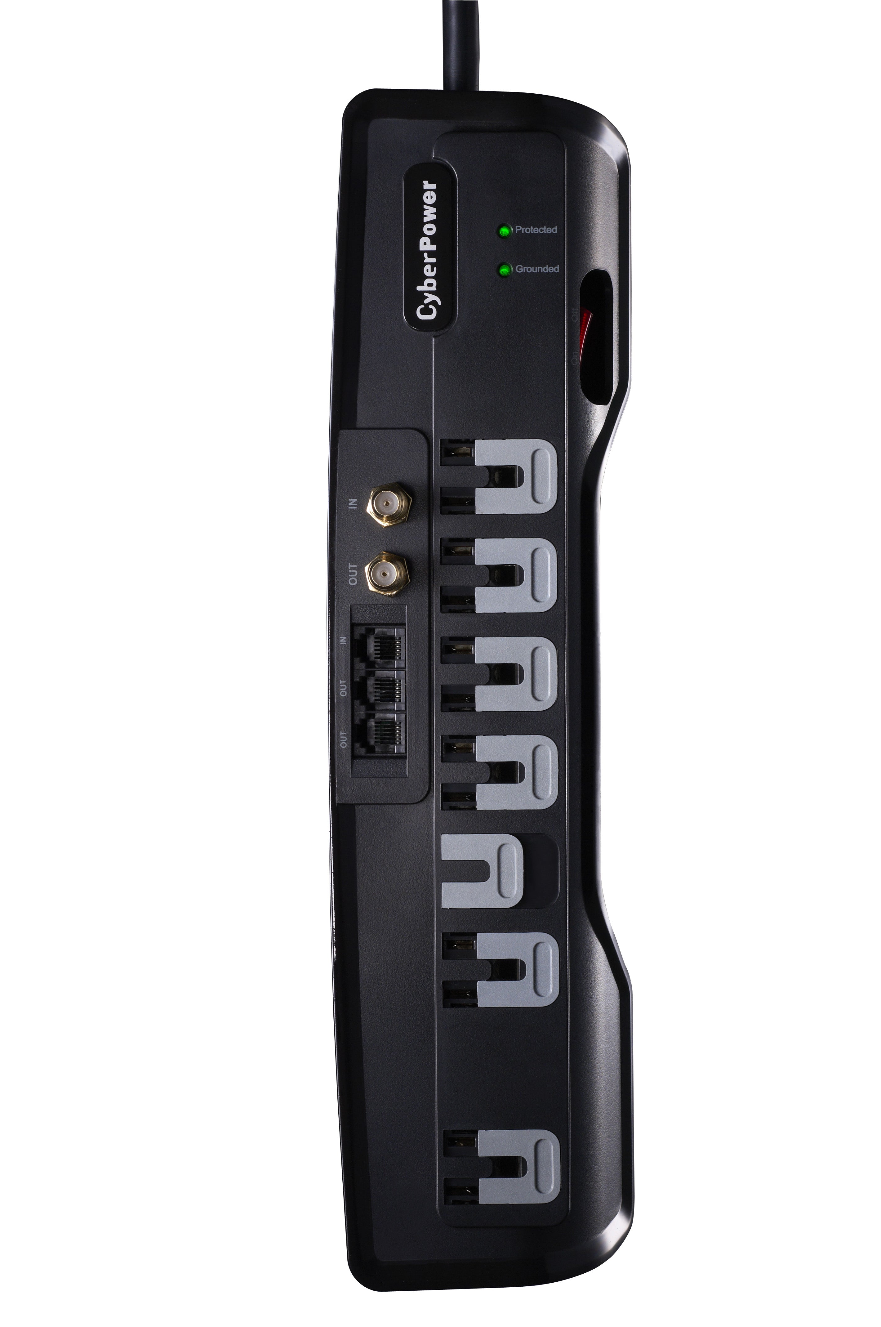 Multicontacto Con Supresor de Picos, Voltaje de Entrada 125 Vca NEMA 5-15P, Con 7 Salidas NEMA 5-15R, 1950 Joules, Protección RJ11 y Coaxial RG6