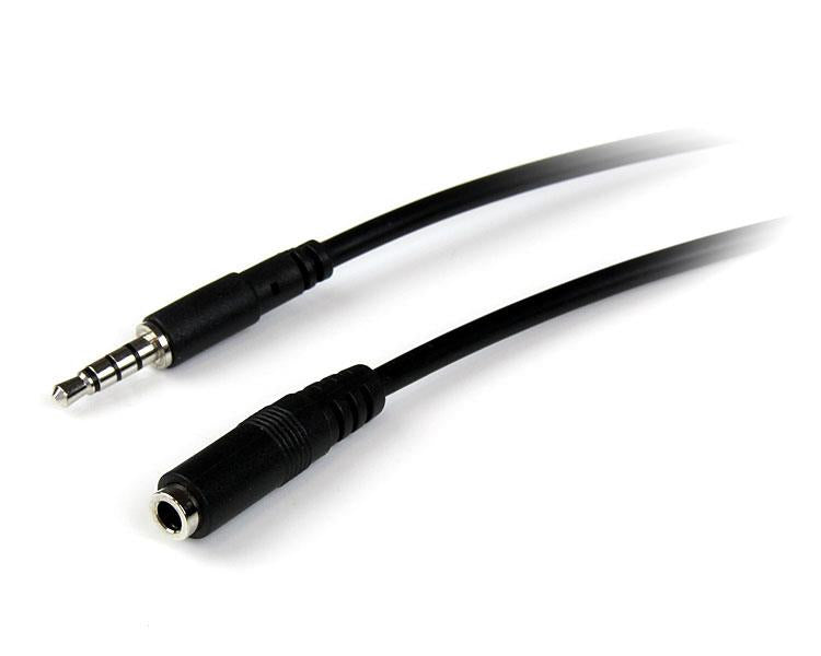 CABLE DE AUDIO DE 2M EXTENSOR DE AUDFONOS Y DIADEMA HEADSET MINI-JACK CON PLUG DE 3.5MM Y 4 PINES MACHO A HEMBRA - STARTECH.COM MOD. MUHSMF2M