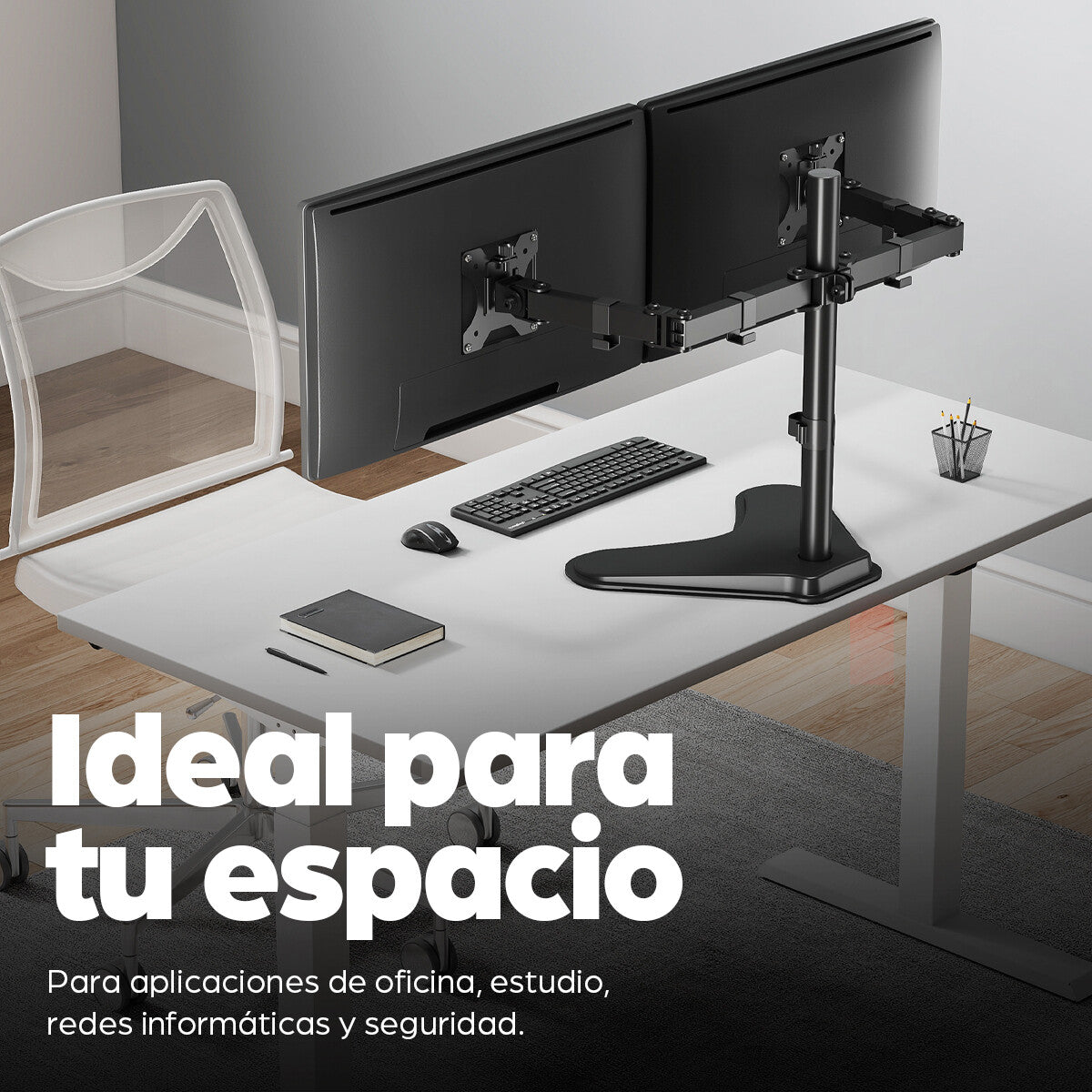 Manhattan Soporte para dos monitores, movimiento con brazos de doble articulación
