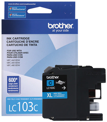 Tinta Brother LC103C Rendimiento 600 Páginas Color Cian