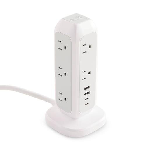 Verbatim Power Strip Tower with 11 Outlets and Overload Protection 2xUSB-C 2xUSB-A Ports