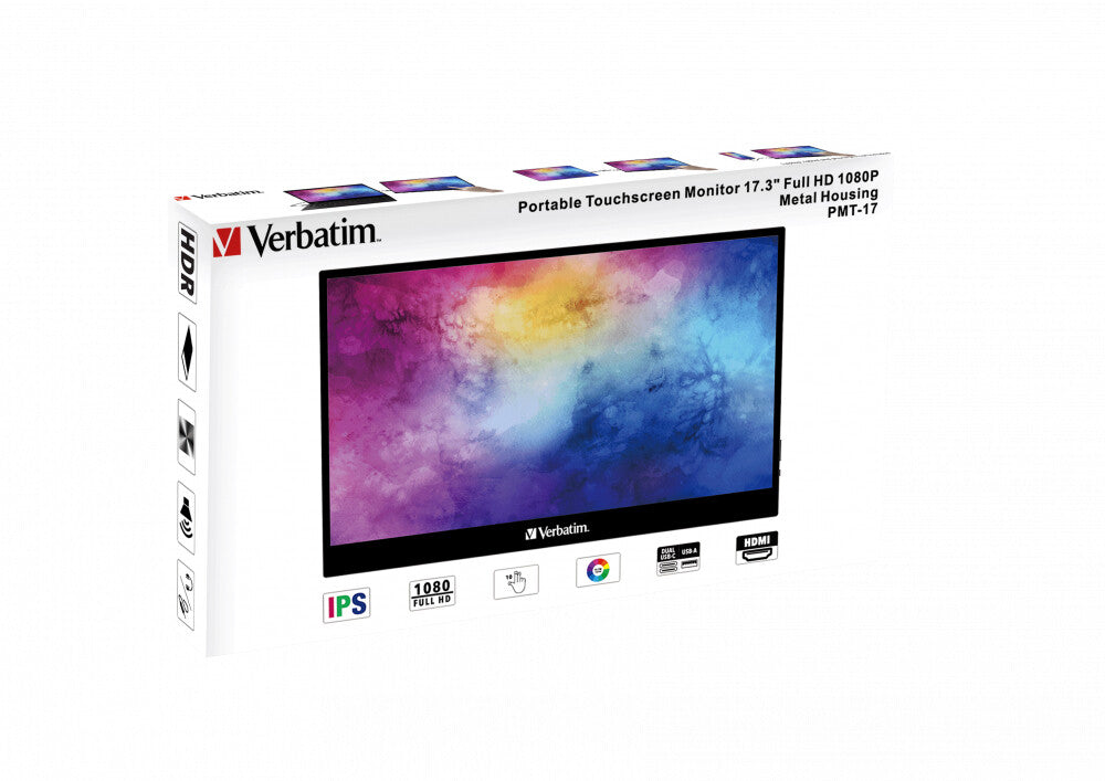 Verbatim 49593 monitor de computadora 43.9 cm (17.3") 1920 x 1080 Pixeles Full HD LCD Pantalla táctil Negro