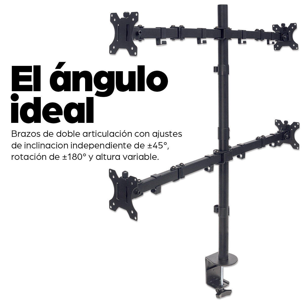 Manhattan Soporte para cuatro monitores, movimiento con brazos de doble articulación